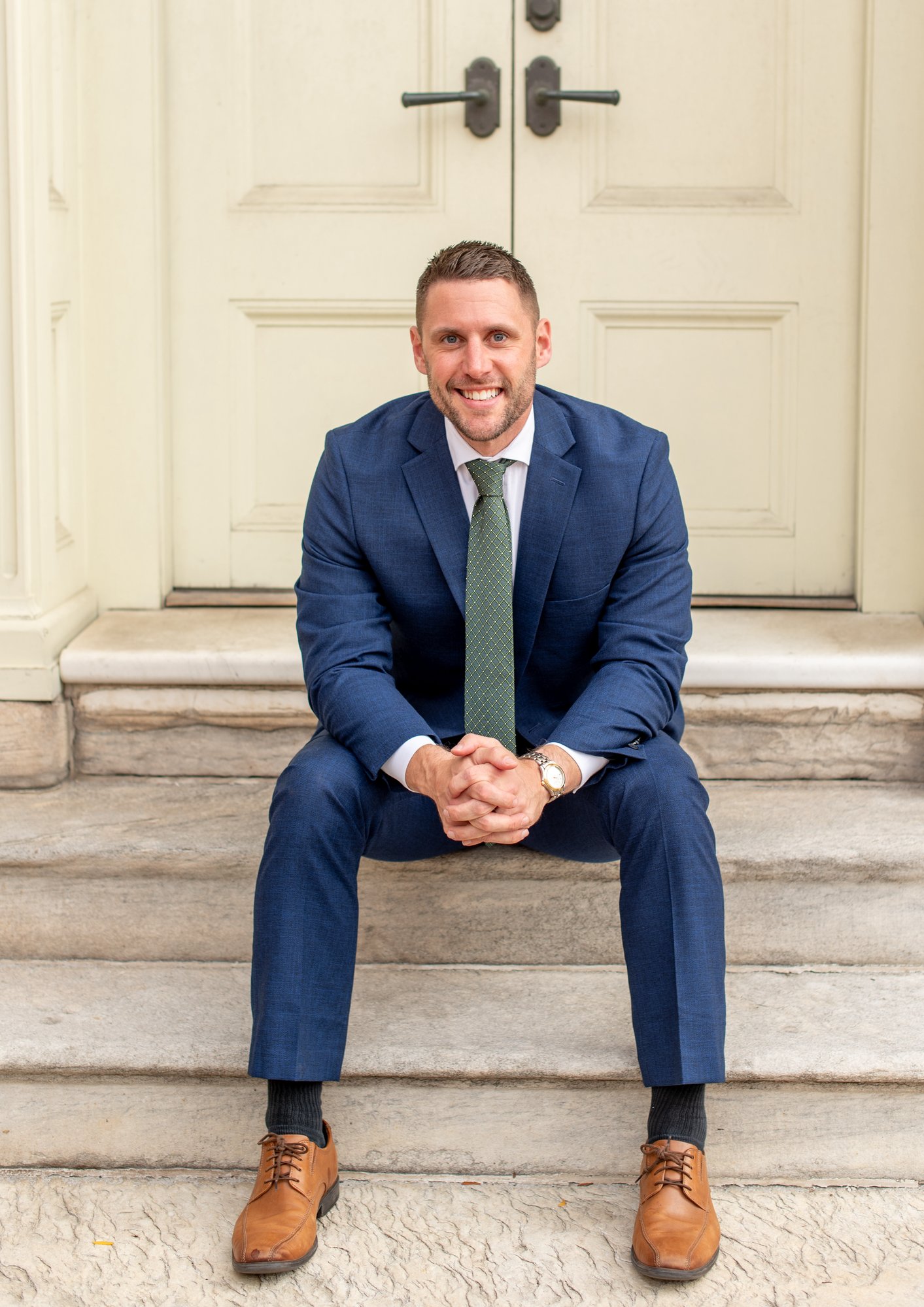 Smiling man in blue suit Smiling man in blue suit